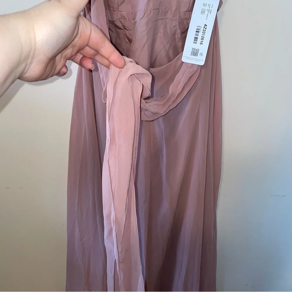 Azazie Evalleen Dusty Rose A-Line Pleated Chiffon Dress Size 12 - Picture 12 of 12